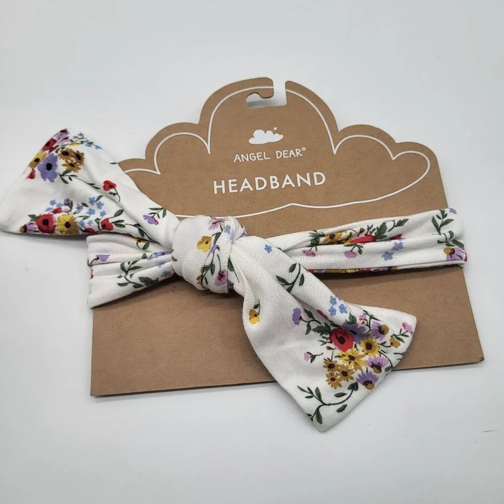 Angel Dear Headband White with Wildflowers 12-24M New